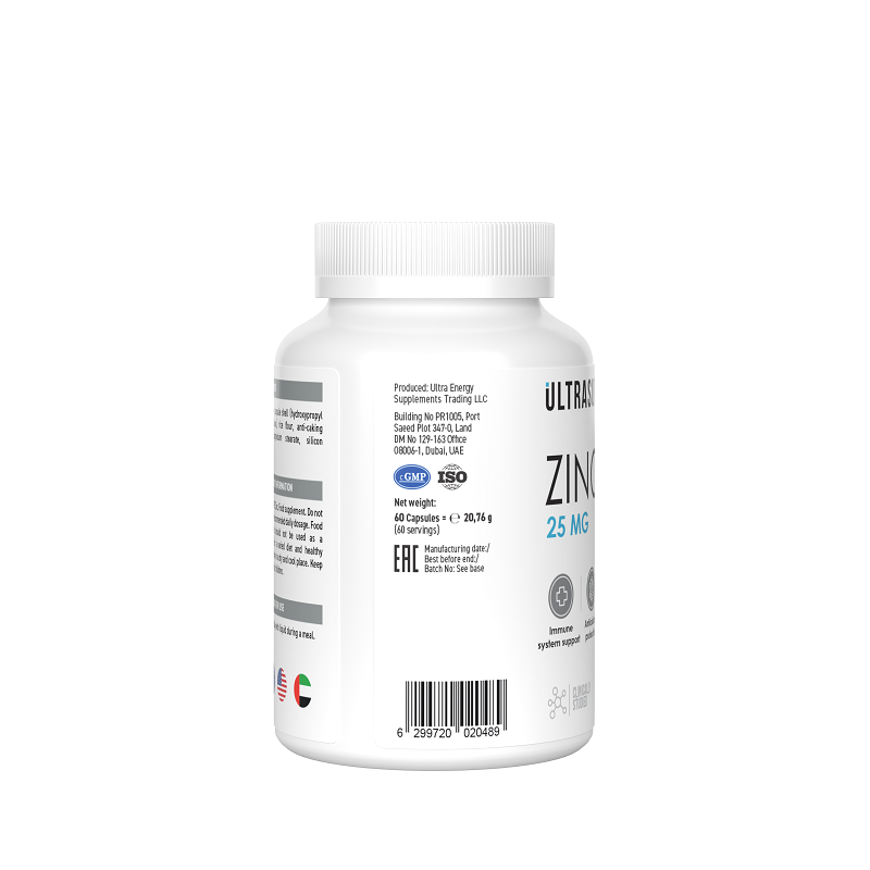 ULTRASUPPS, Цинк (цитрат), капсулы, 60 шт.