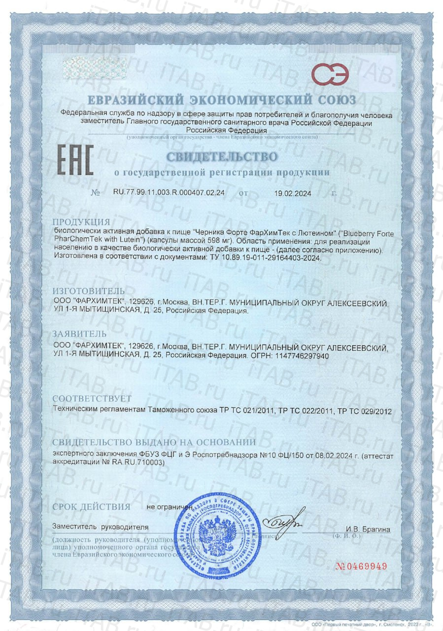 ФарХимТек, Комплекс «Черника Форте с Лютеином», капсулы, 60 шт.